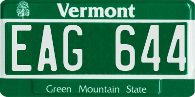 VT license plate EAG644