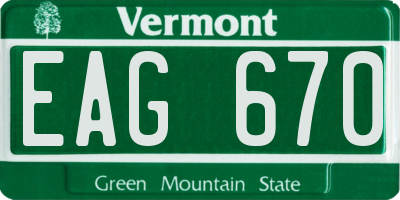 VT license plate EAG670