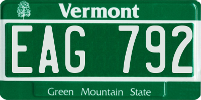 VT license plate EAG792