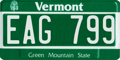 VT license plate EAG799