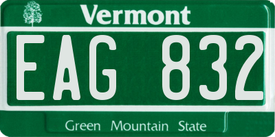 VT license plate EAG832
