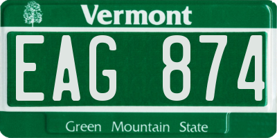 VT license plate EAG874