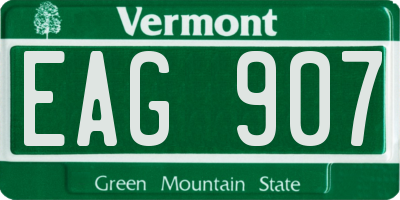 VT license plate EAG907