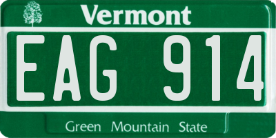 VT license plate EAG914