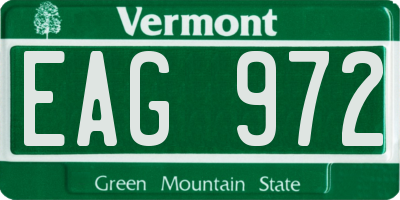 VT license plate EAG972