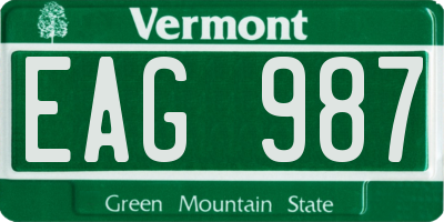 VT license plate EAG987