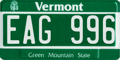 VT license plate EAG996