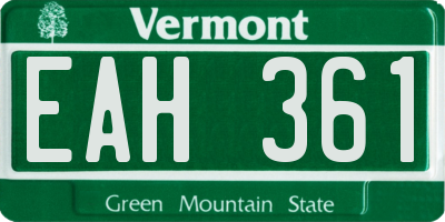 VT license plate EAH361