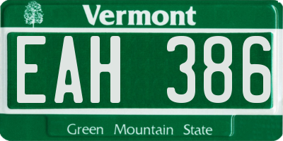 VT license plate EAH386