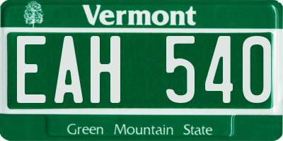 VT license plate EAH540