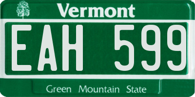 VT license plate EAH599