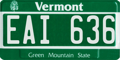 VT license plate EAI636