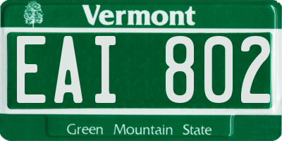 VT license plate EAI802