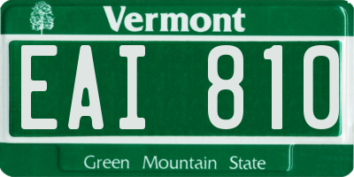 VT license plate EAI810