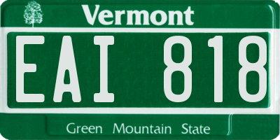 VT license plate EAI818