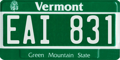 VT license plate EAI831
