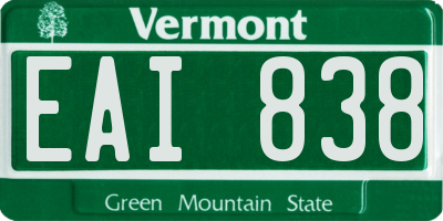 VT license plate EAI838
