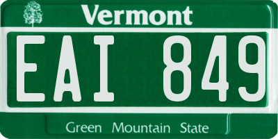 VT license plate EAI849