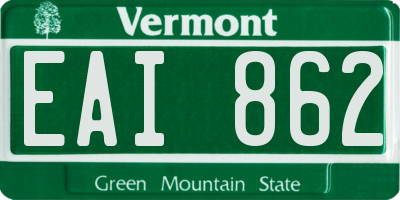 VT license plate EAI862