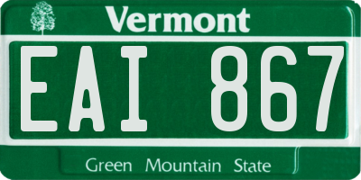 VT license plate EAI867