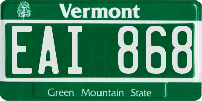 VT license plate EAI868
