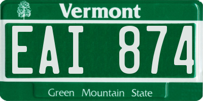 VT license plate EAI874