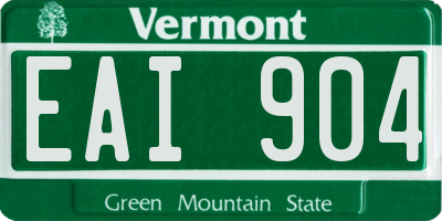 VT license plate EAI904