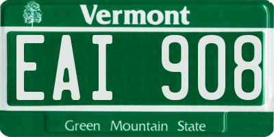 VT license plate EAI908