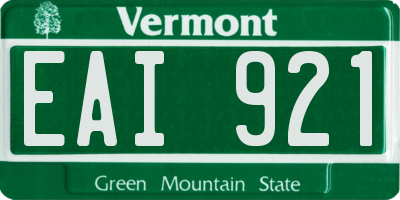 VT license plate EAI921
