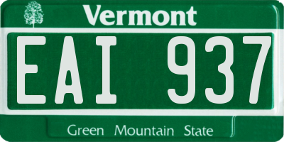 VT license plate EAI937