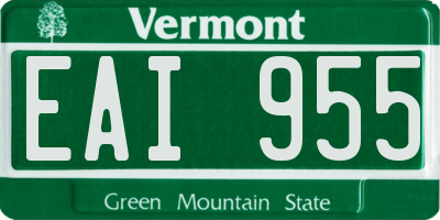 VT license plate EAI955