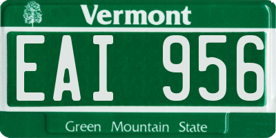 VT license plate EAI956