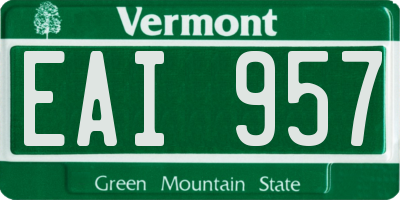 VT license plate EAI957