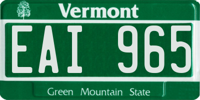 VT license plate EAI965