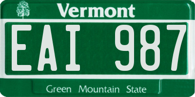 VT license plate EAI987