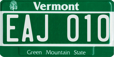 VT license plate EAJ010