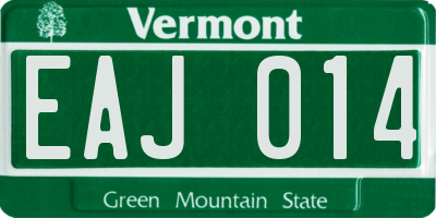 VT license plate EAJ014