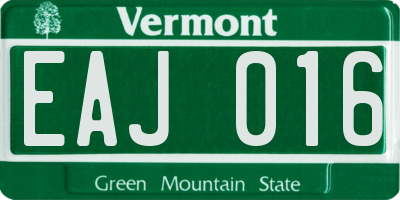 VT license plate EAJ016