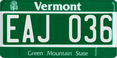 VT license plate EAJ036