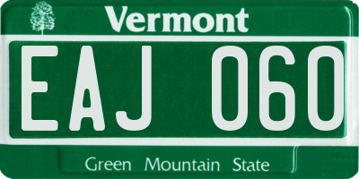 VT license plate EAJ060