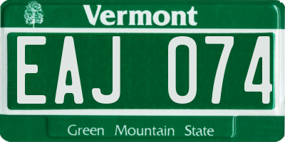 VT license plate EAJ074