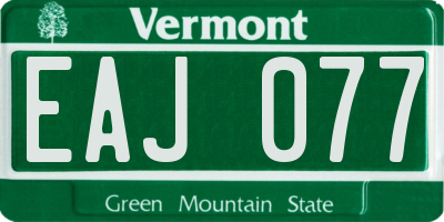 VT license plate EAJ077