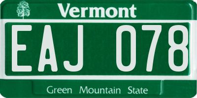 VT license plate EAJ078
