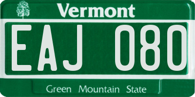 VT license plate EAJ080