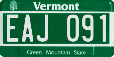 VT license plate EAJ091