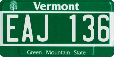 VT license plate EAJ136