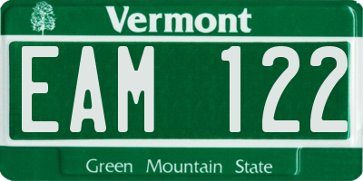 VT license plate EAM122