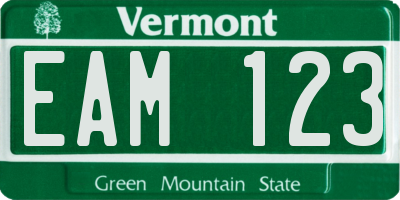 VT license plate EAM123