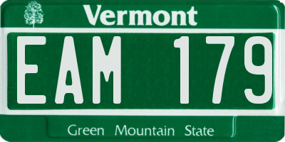 VT license plate EAM179