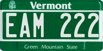 VT license plate EAM222